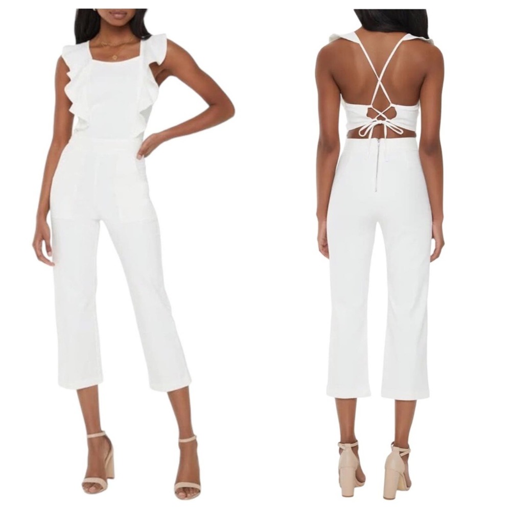Vici White Ruffle Jumpsuit